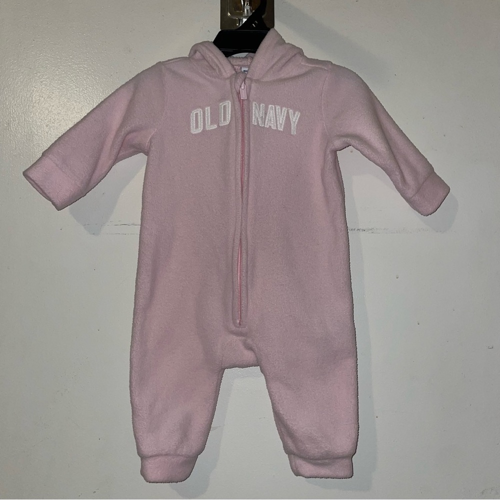 3/6m Pink Old Navy Baby Fleece Romper with Hood